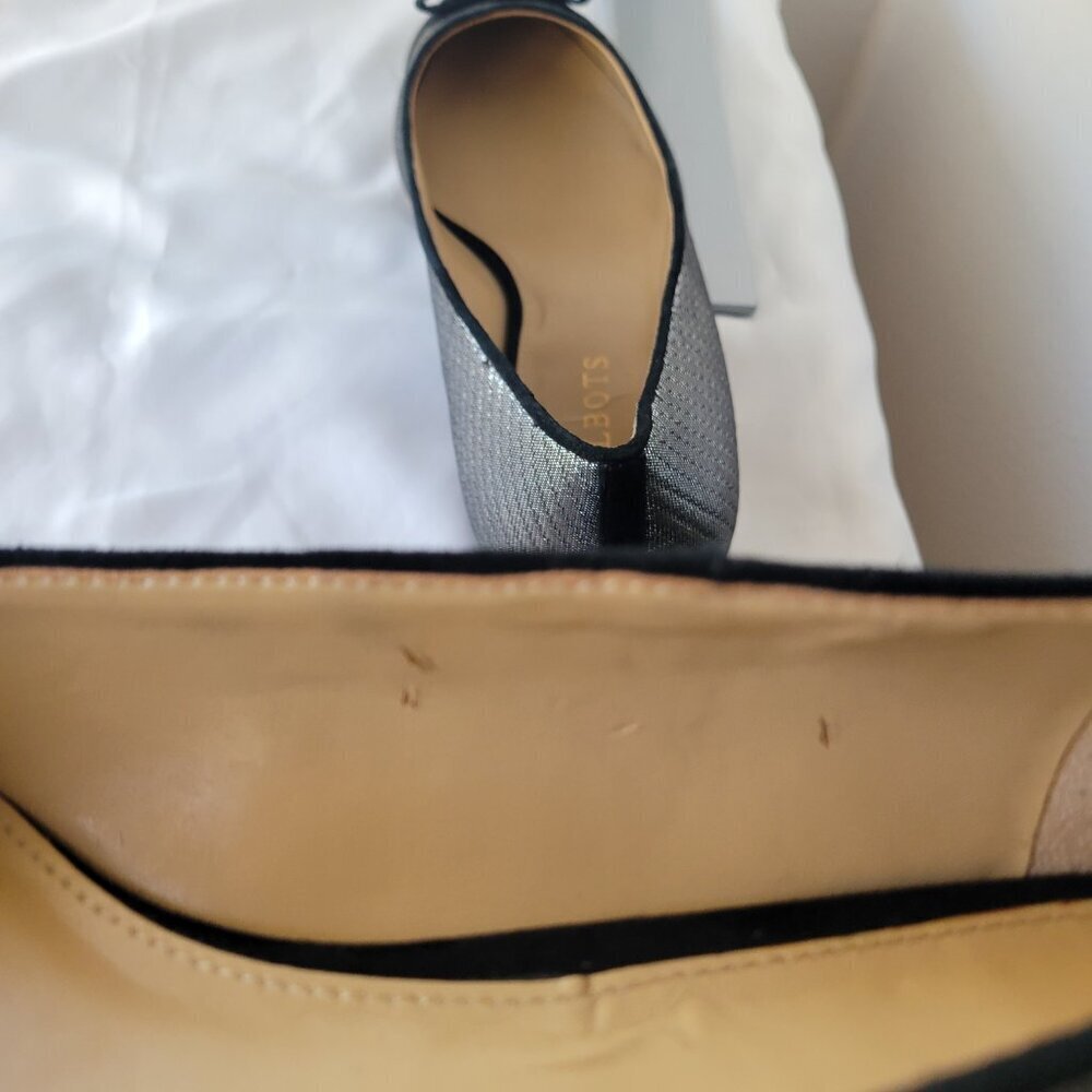 Talbots Edison Bow-Detail Black & Silver Flats - Lurex®  (Size 9.5) - Picture 13 of 14